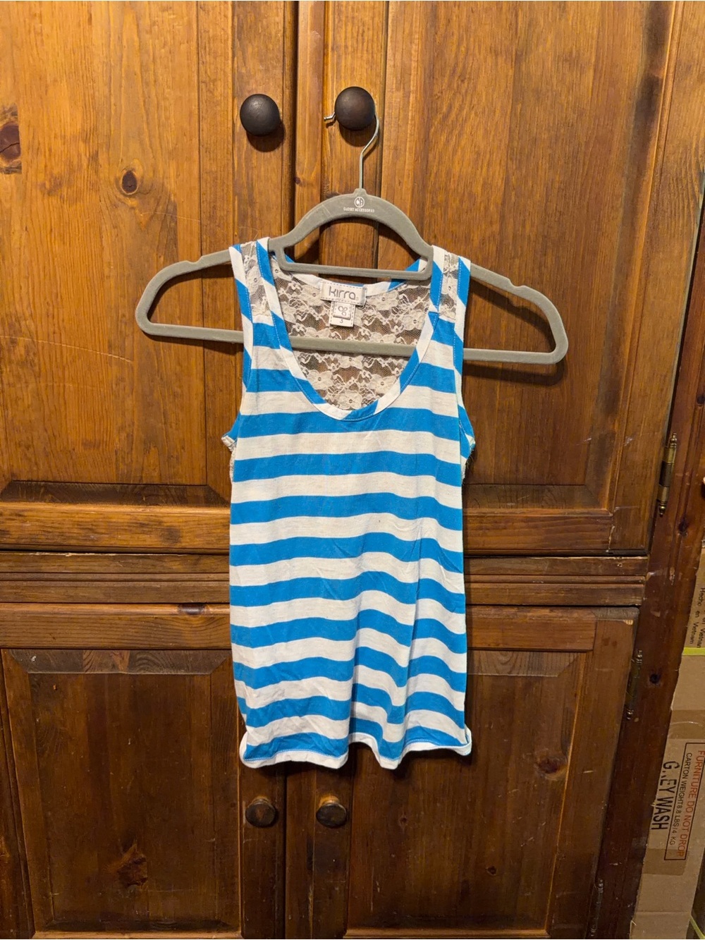 PacSun Kirra Brand Blue and White Striped Lace-Back Tank Top